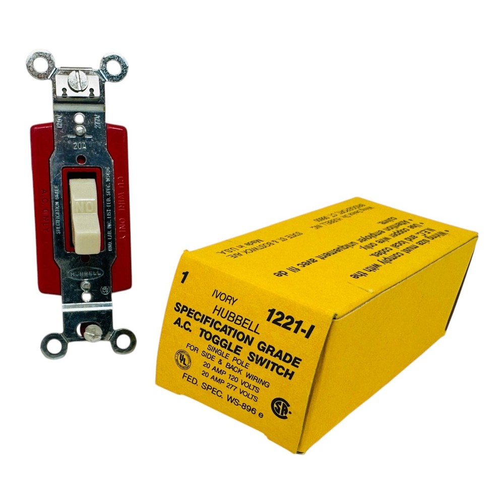 HUBBELL 1221-1 SPECIFICATION GRADE AC TOGGLE SWITCH NEW IN BOX