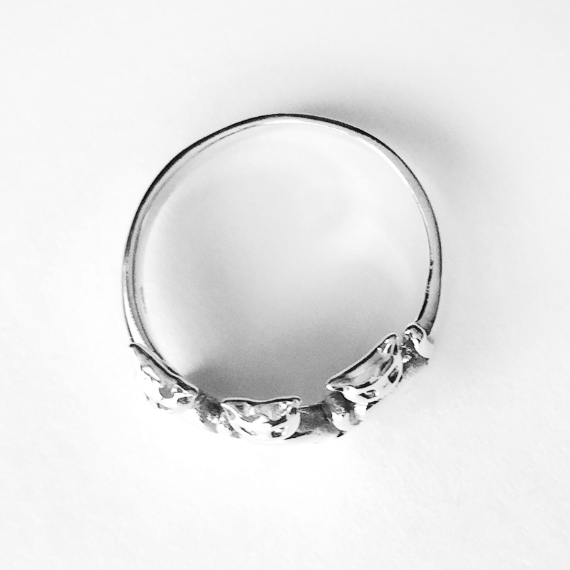 Size 5~9- Three CATS Sterling Silver Ring- Highly Polished