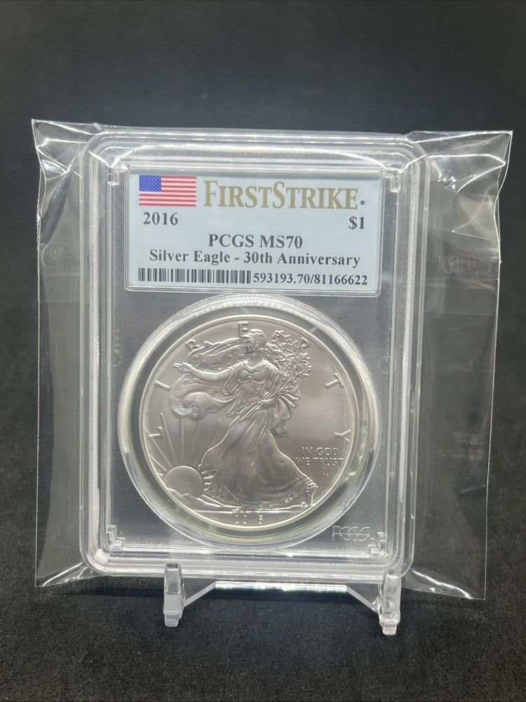 2016 SILVER EAGLE PCGS MS70 ~ FIRST STRIKE FLAG LABEL ~ PRISTINE (385)