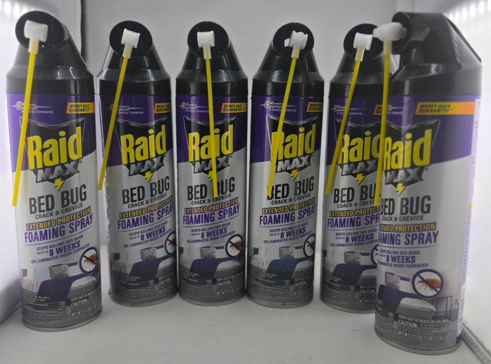 Raid Max Bed Bug Foaming Spray Crack & Crevice Extended Protection 6pc
