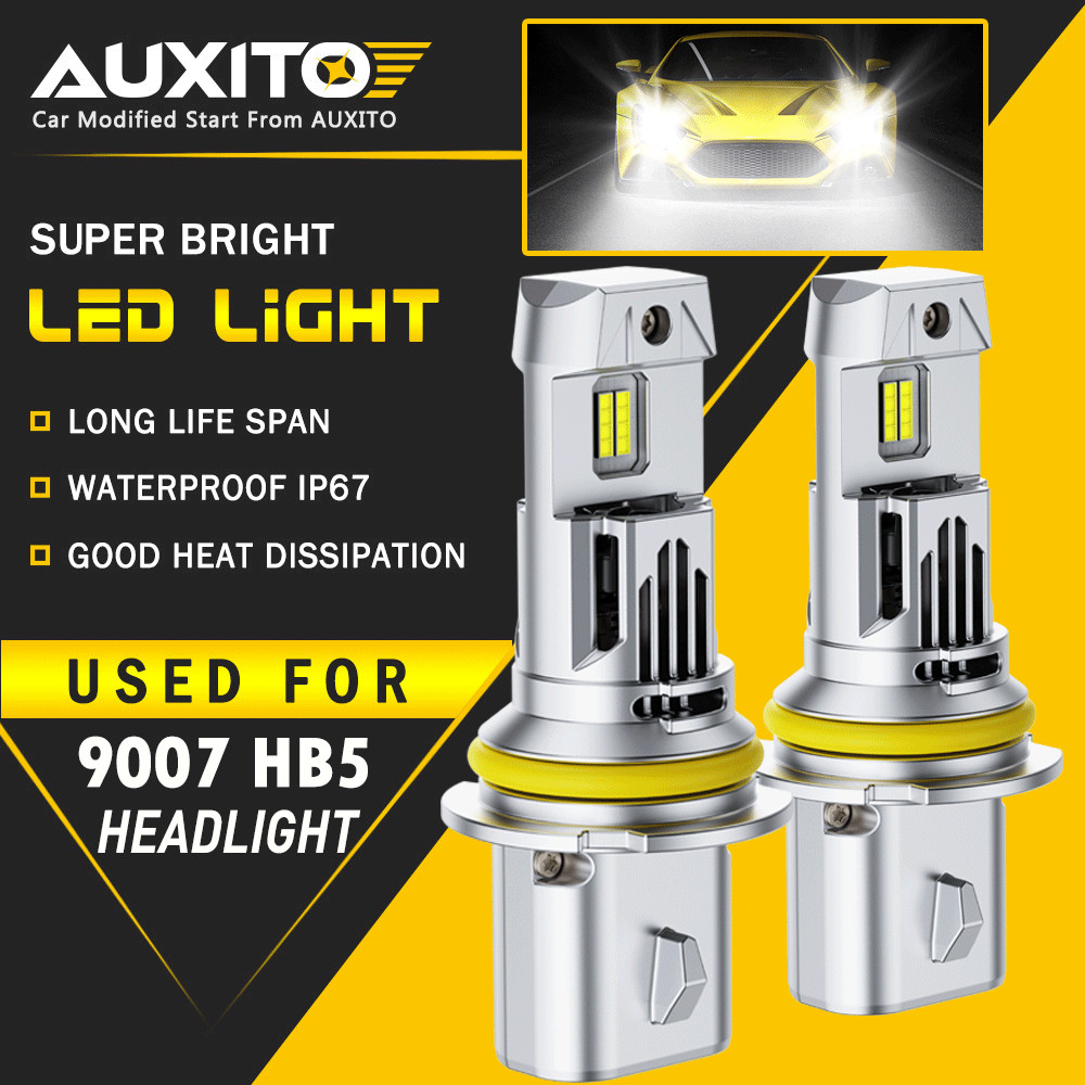 2PC AUXITO 9007 HB5 LED Headlight Super Bright Bulbs Kit HIGH/LOW 6500K White EA