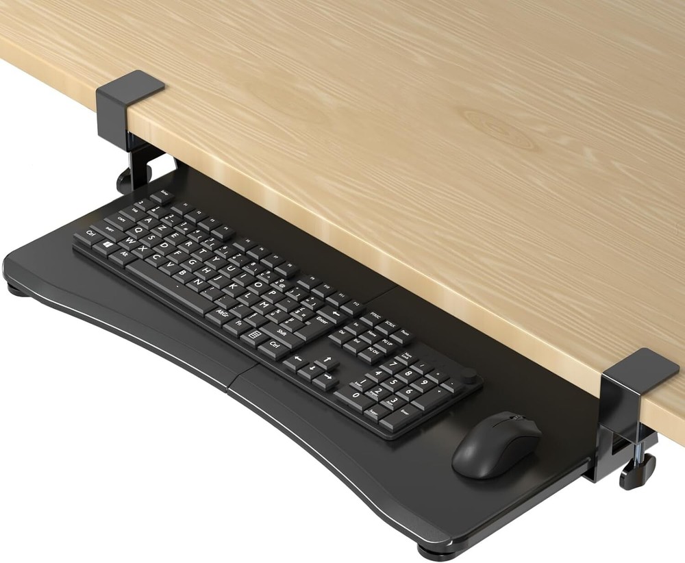 SUPTEK | Keyboard Tray Under Desk Pull Out with C Clamp Mount