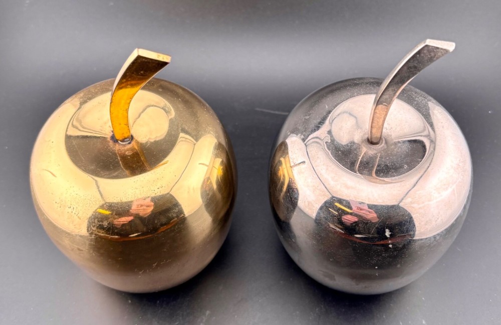 Decorative Brass and Chrome Apples Pair