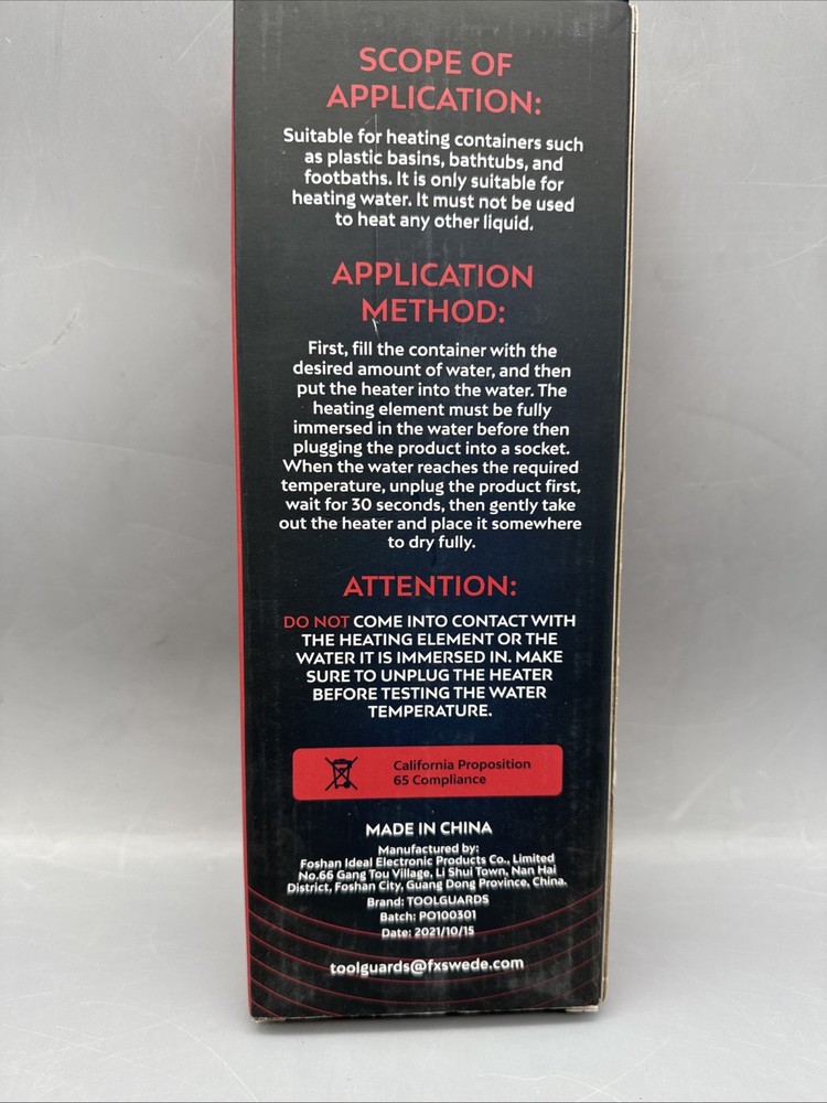 Tool Gaurds Immersion Water Heater Built in Thermostat-1600W NEW