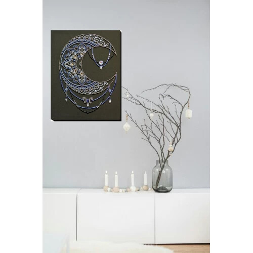 DIY Bead Embroidery Kit Moon Pattern Beaded stitching needlepoint beadwork