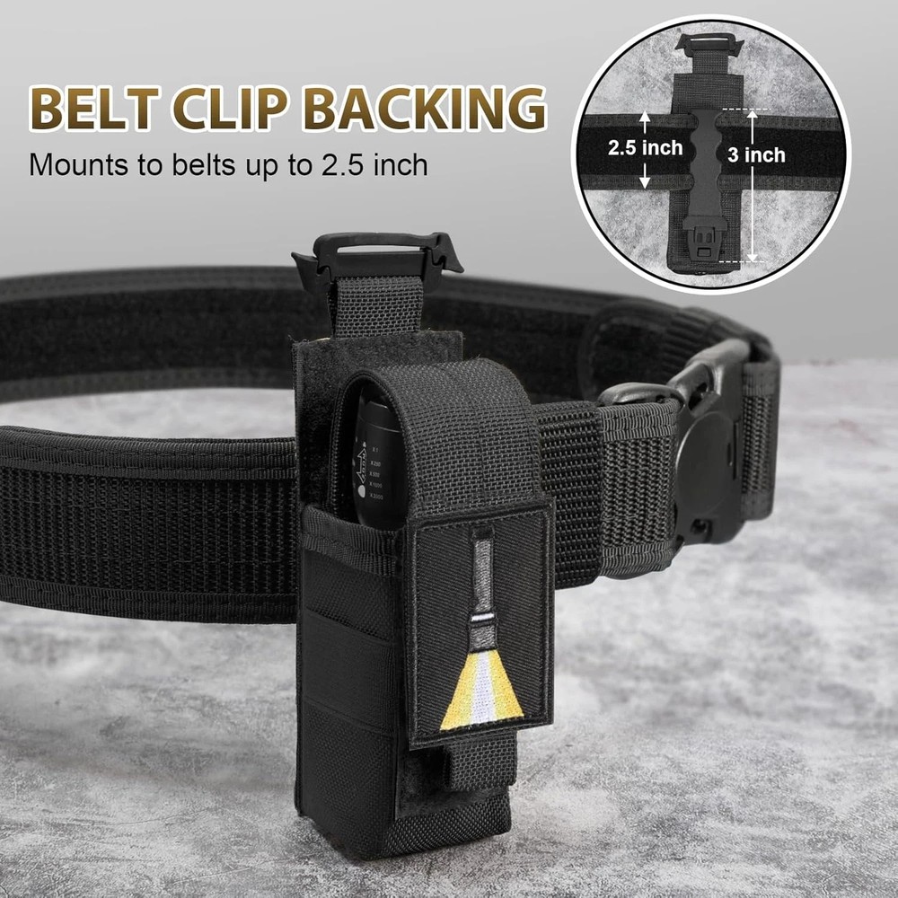 Tactical Flashlight Holster, Adjustable Flashlight Pouch Holder Molle Torch Carr