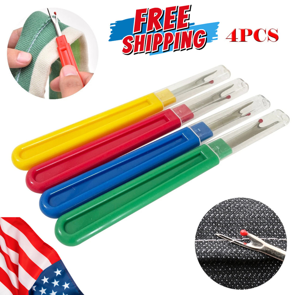 4pcs Handle Seam Rippers Thread Remover Tool Clothes Stitching Thread Unpicker.