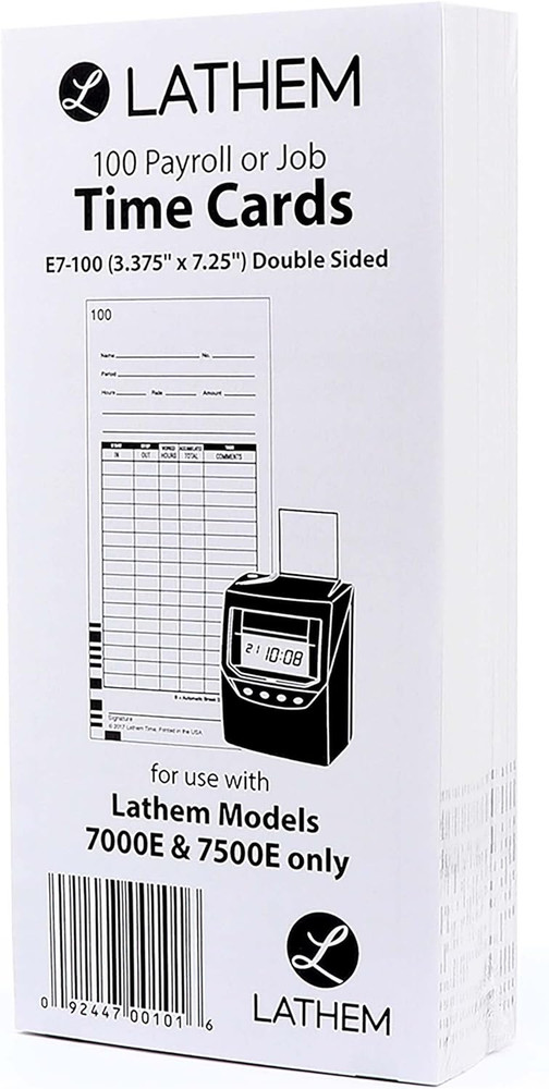 Universal Time Clock Cards, 2-Sided Bi-Weekly Format, 100 Pack Numbered, White T