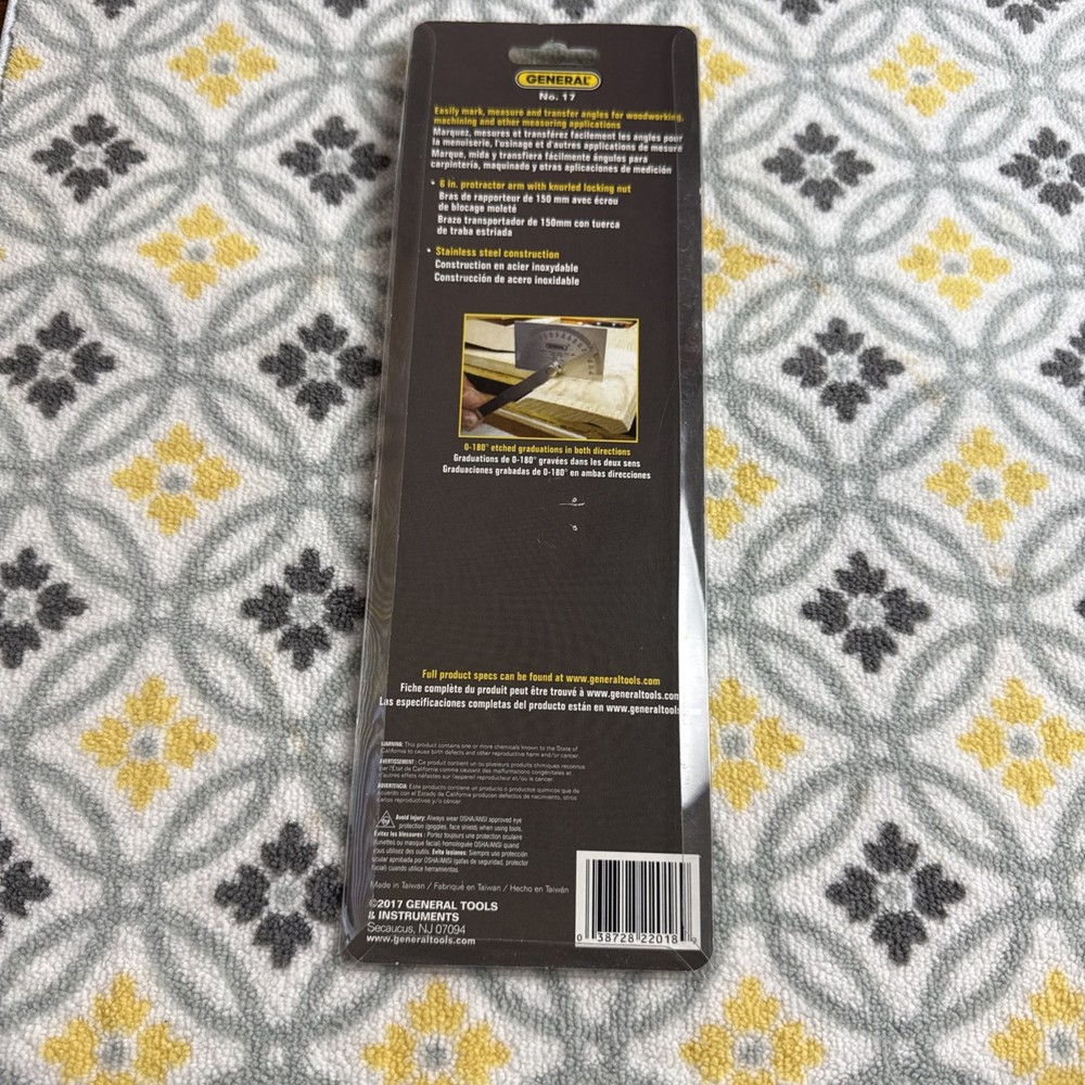 General Tools Angle Protractor #17 Stainless Steel NEW