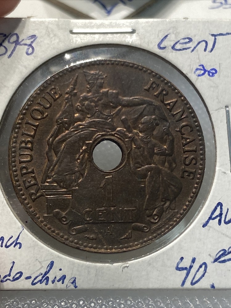 1898 french indochina one cent nice grade