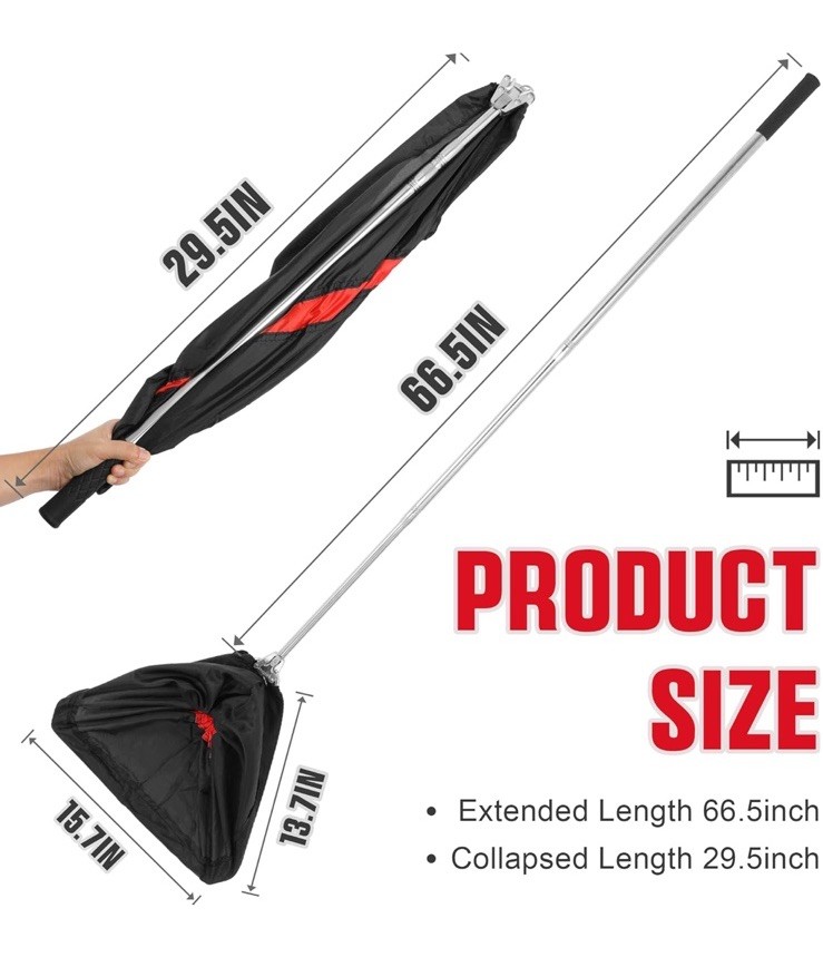 Telescopic Snake Catcher Net With Secure Drawstring 29”-66” Adjustable Pole