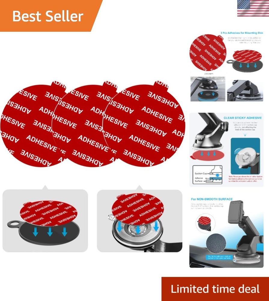 Transparent Double-Sided Adhesive Disk Set for Dashboard & Windshield Use