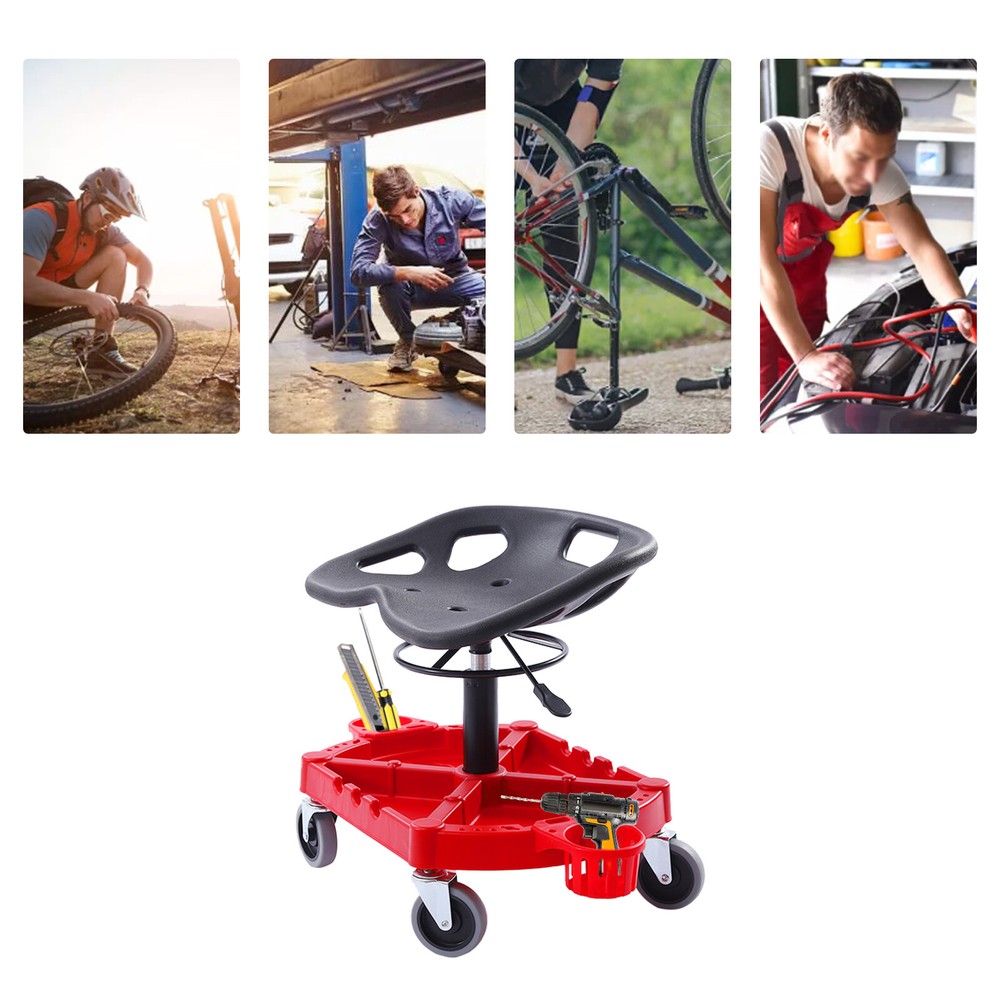 Adjustable Garage Shop Stool Rolling Work Stool Mechanic Work Seat With Casters