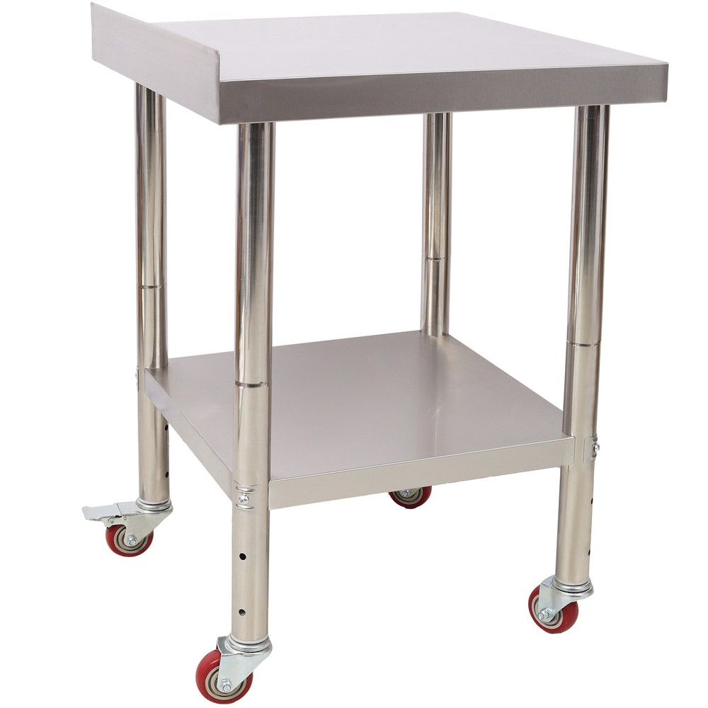 Stainless Steel Prep Table 440lbs Capacity Adjustable Undershelf & Casters