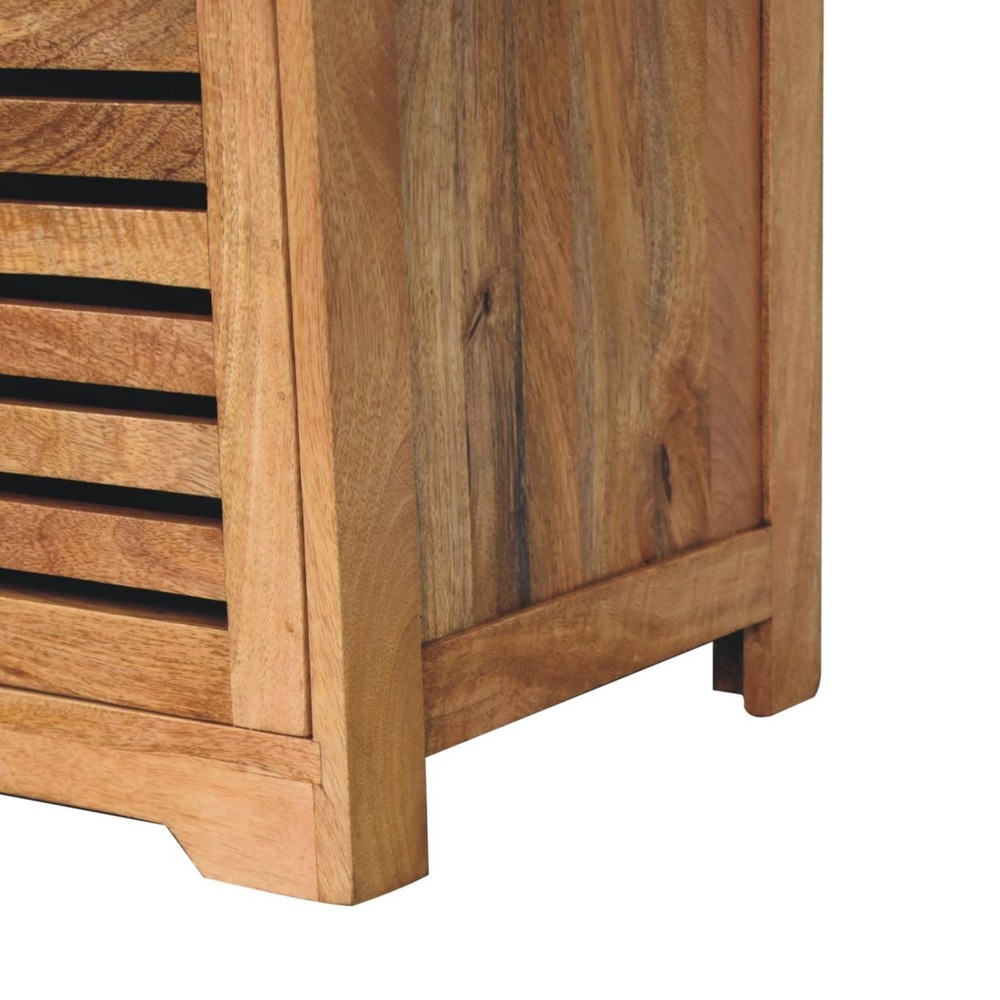 Shutter Oak-ish Shoe Bench with Cushion