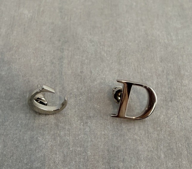 Dior Sterling Silver Stud Earring “C” “D”