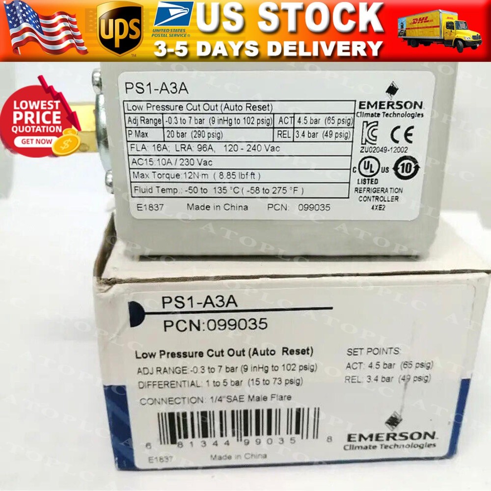 NEW EMERSON PS1-A3A Pressure Switch PS1A3A