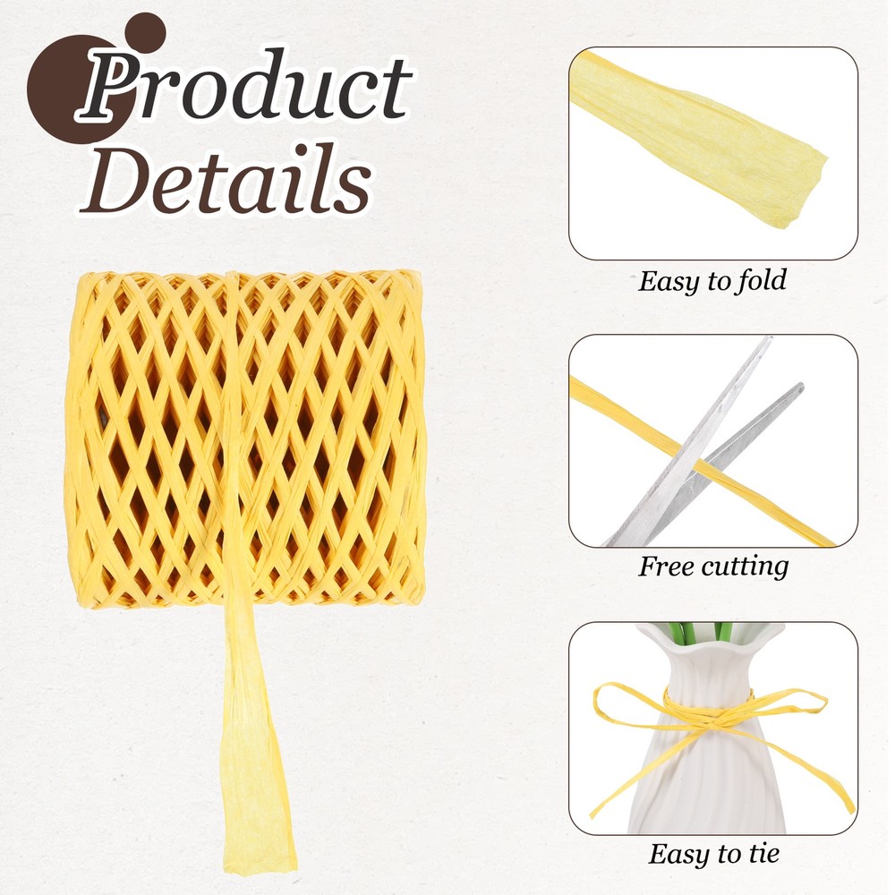 219 Yard Raffia Paper Craft Ribbon, Raffia Twine String, Yellow