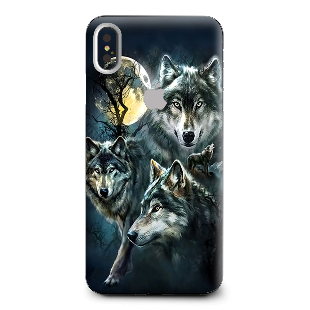 Skins Decal Wrap for Apple iPhone XS Max 3 Wolves Moonlight