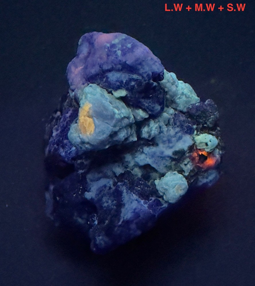 35 Gram Fluorescent Phosphorescent Blue Hackmanite W/ Pyrite & Unknown
