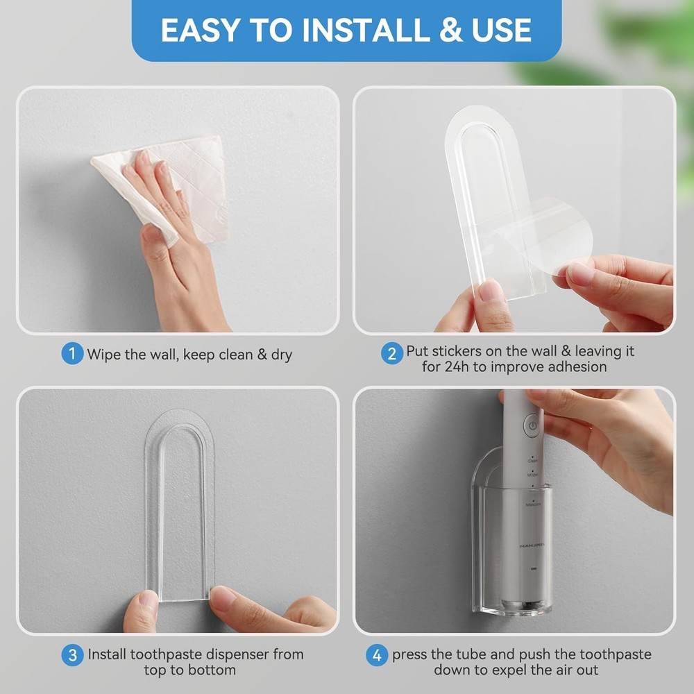 2-Pack Innovative Barrel Wall Mount Toothbrush Holder - Clear Plastic Design