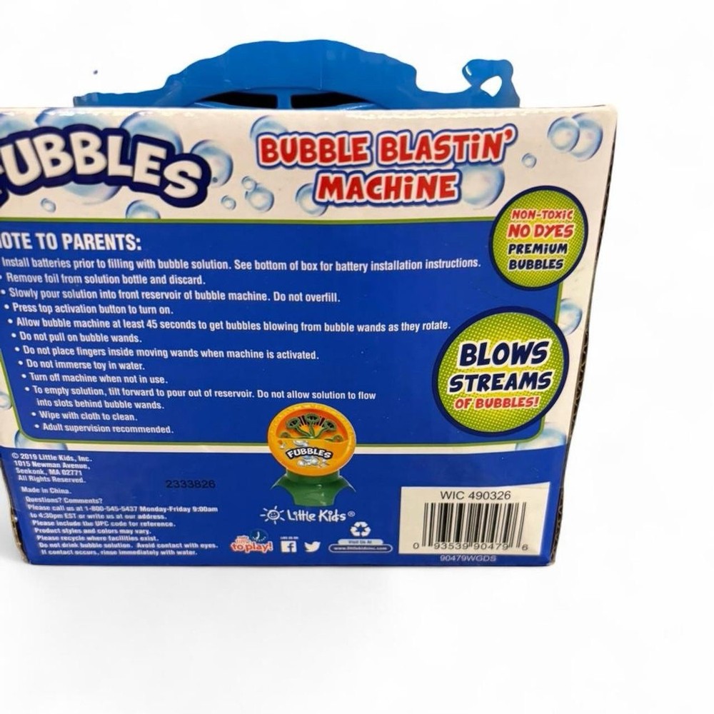 FUBBLES BUBBLE BLASTIN Bubble Machine Brand New