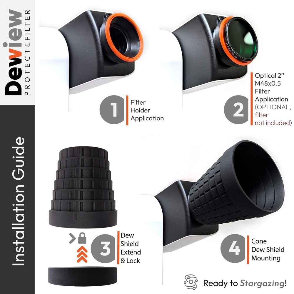 DeWiew Protect & Filter - Collapsible Dew Shield & Filter Holder for Seestar S30