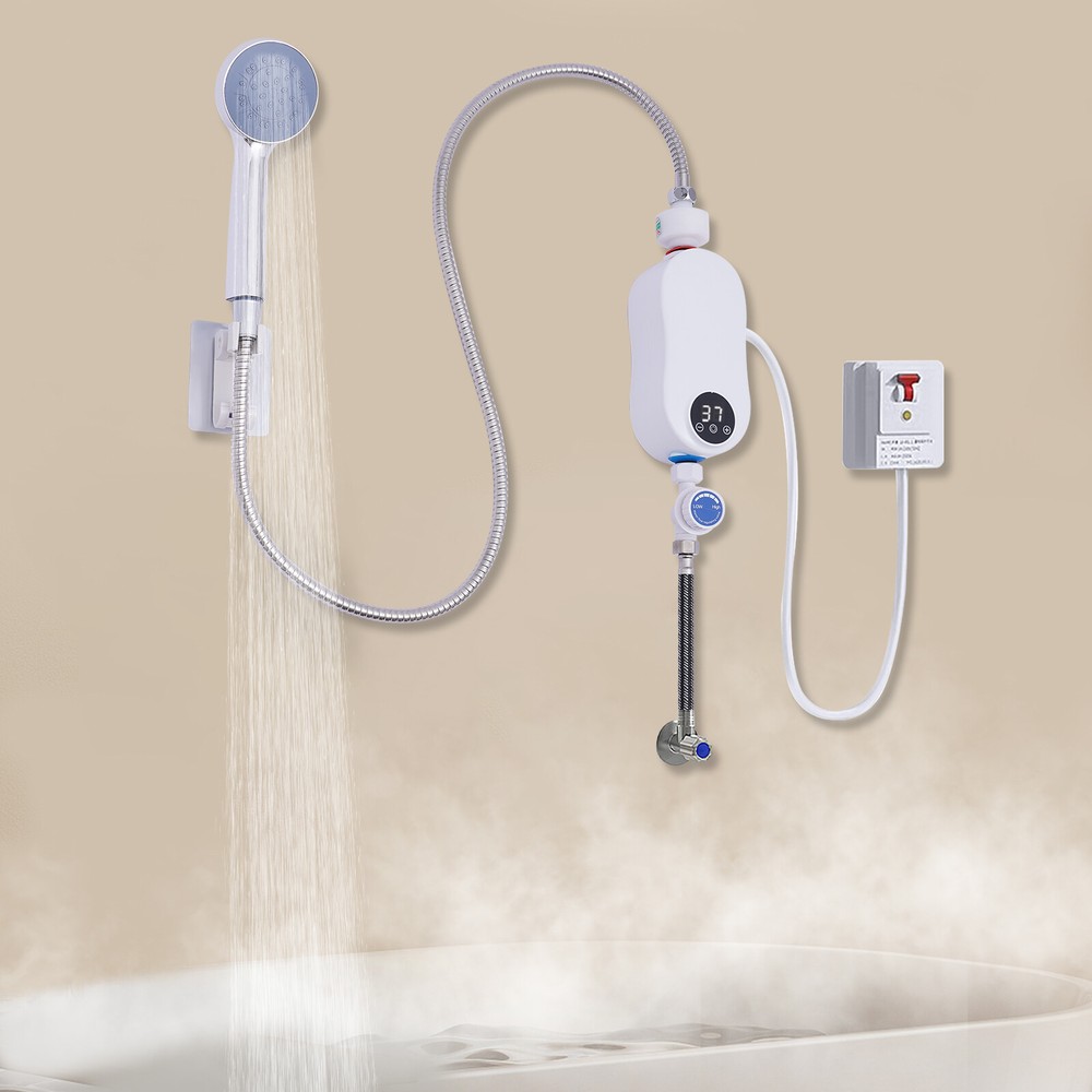 Instant Electric Bathroom Hot Water Heater White 110V 3500W