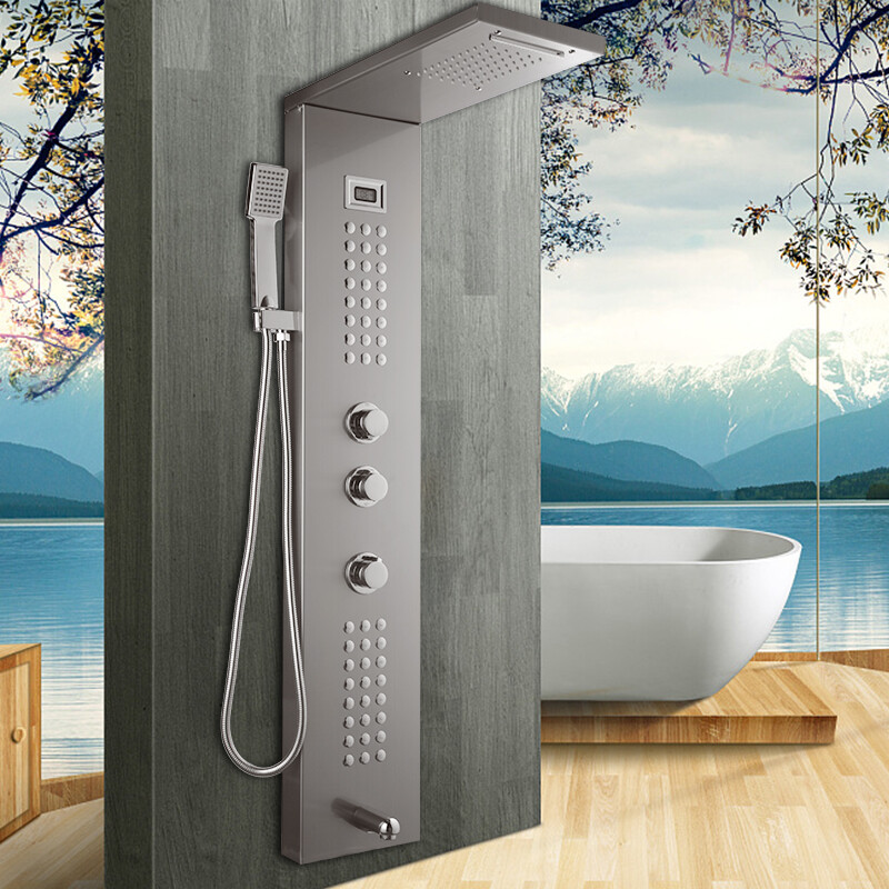 Wall Mounted Shower Panel System - Bathroom Shower Column with Massage Jets
