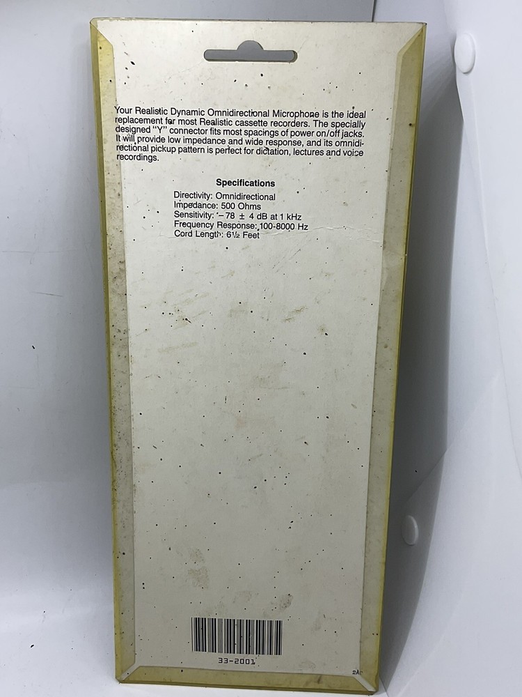 Realistic 33-2001A Dynamic Mike Cassette Recorder Microphone
