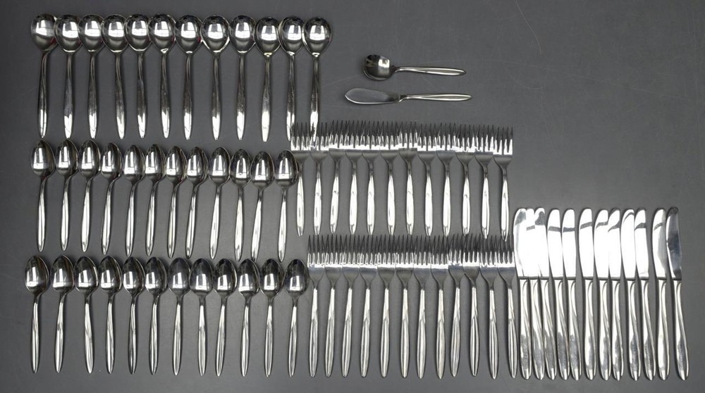 FLATWARE 74pc GENSICO stainless FIFTH AVENUE service for 12 +EXTRAS