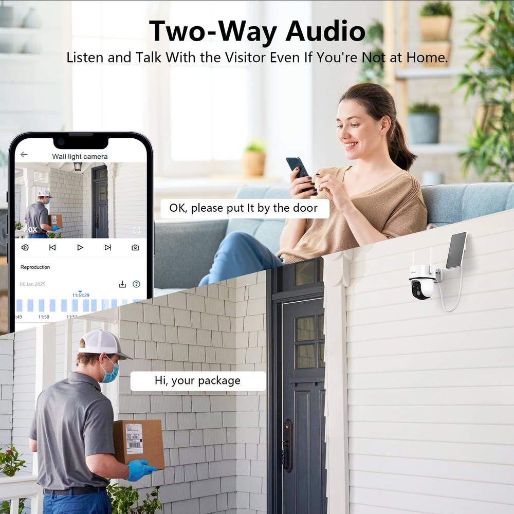 Wansview Dual-Lens Wireless Solar Security Camera 360°PTZ 2K Human Detection