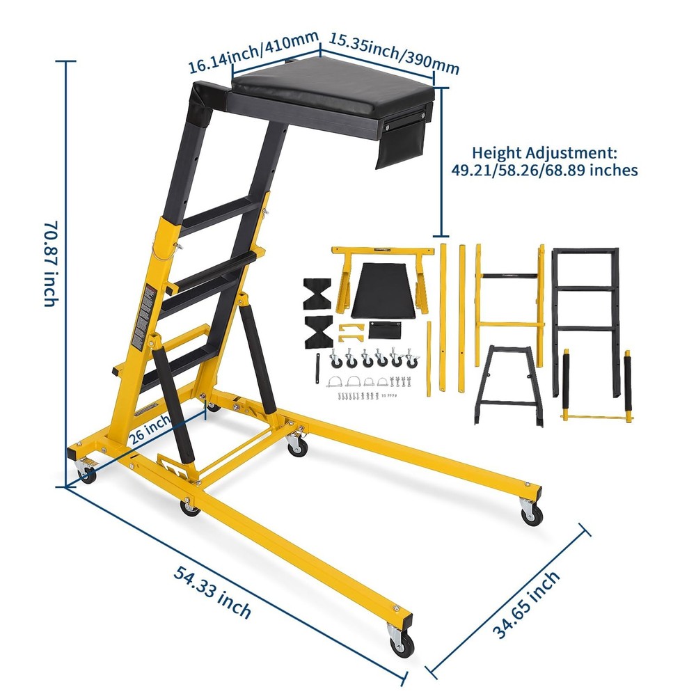 Duty Topside Creeper 42.5"-66" Height, 400 lbs CapacitY Heavy Adjustable Engine