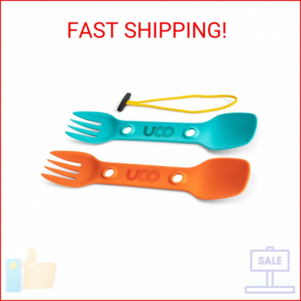 UCO Utility Spork Camping Spoon-Fork-Knife Utensil, 2 Pack