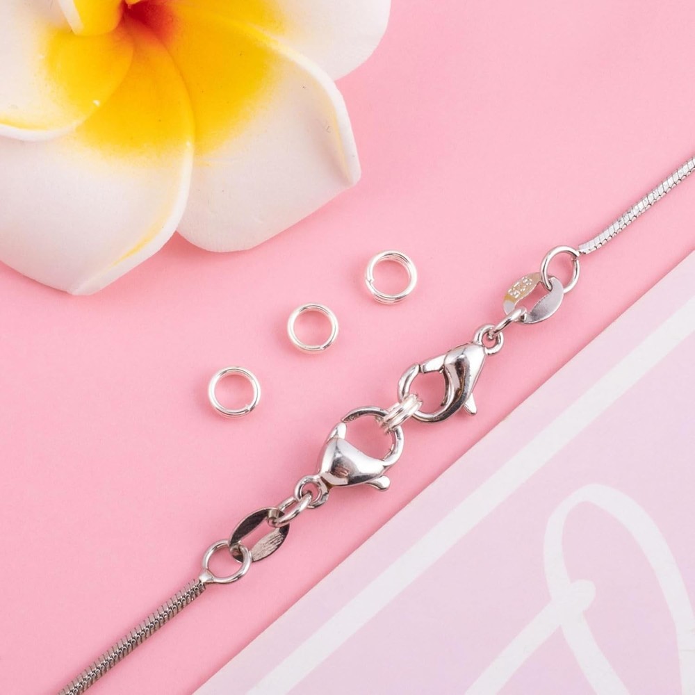 4 Pcs 925 Sterling Silver Split Jump Ring 4mm Small Key Rings 4mm-Silver