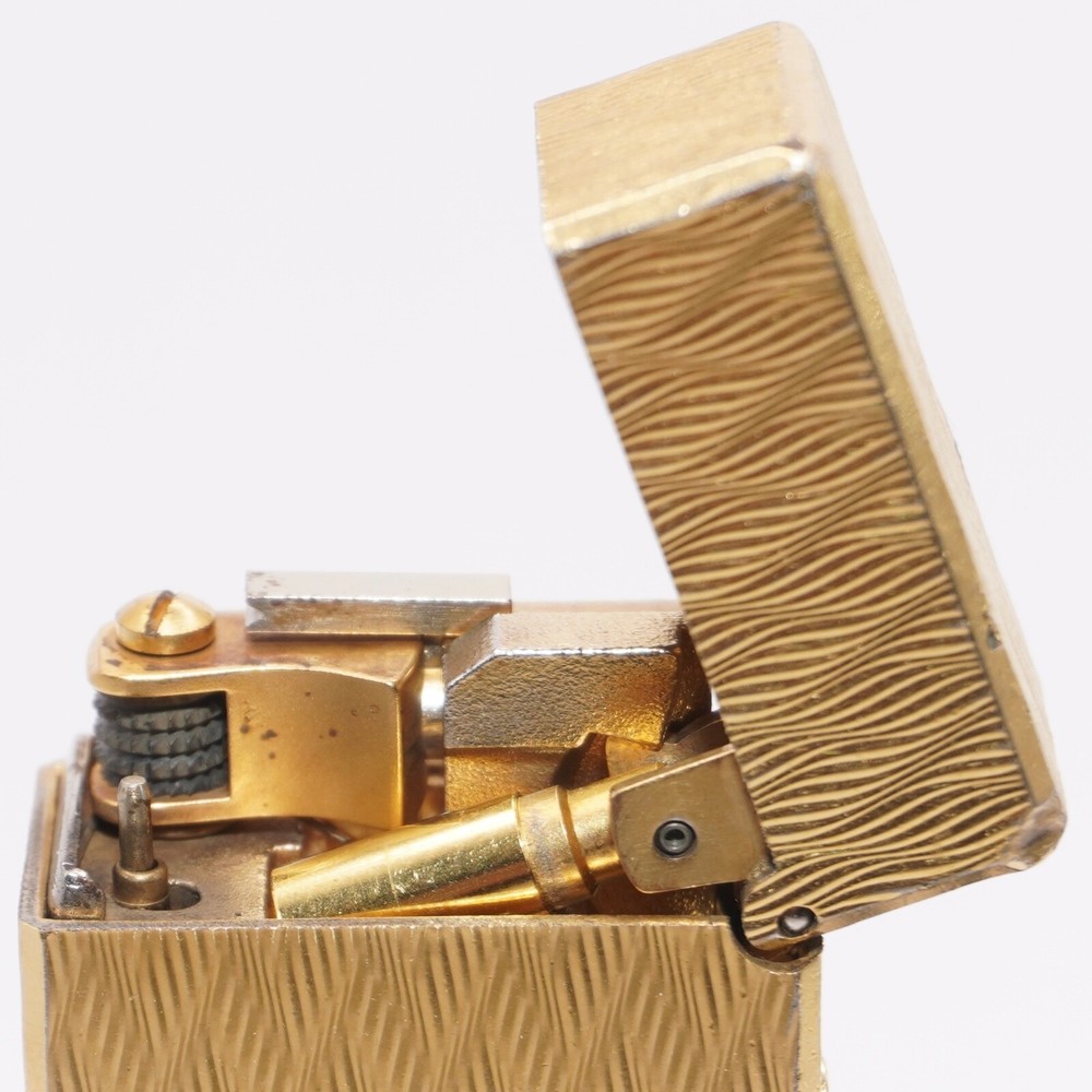Dunhill Rollagas Lighter Gold CHEVRON Pattern-Ultrasonically cleaned_Working
