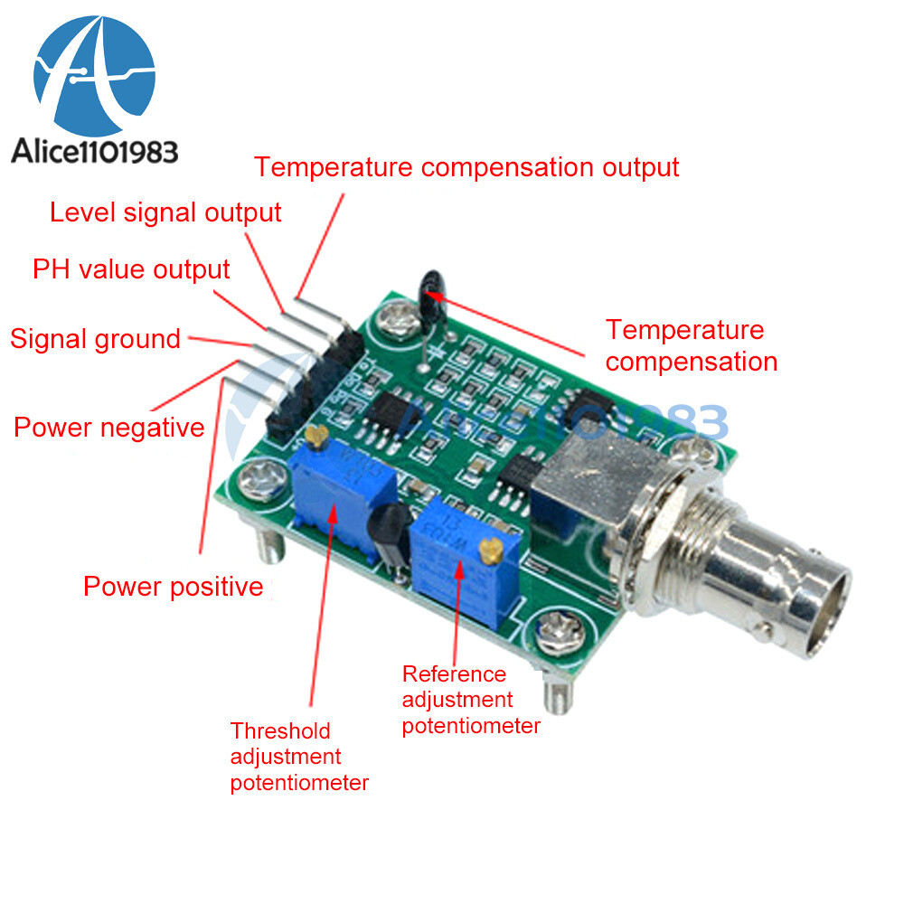 Liquid PH 0-14 Value Detect Sensor Module + PH Electrode Probe BNC for Arduino