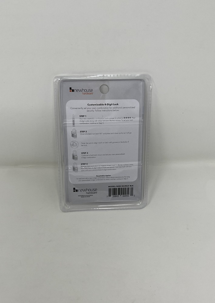 Newhouse Hardware Improved 4-Digit Combination Lock, Black