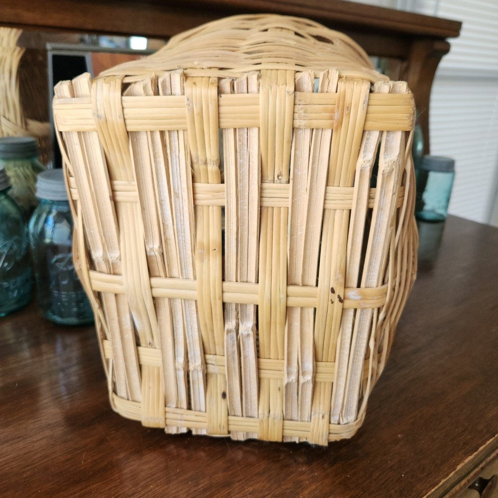 Vintage Woven Large Gathering Basket Rustic Farm