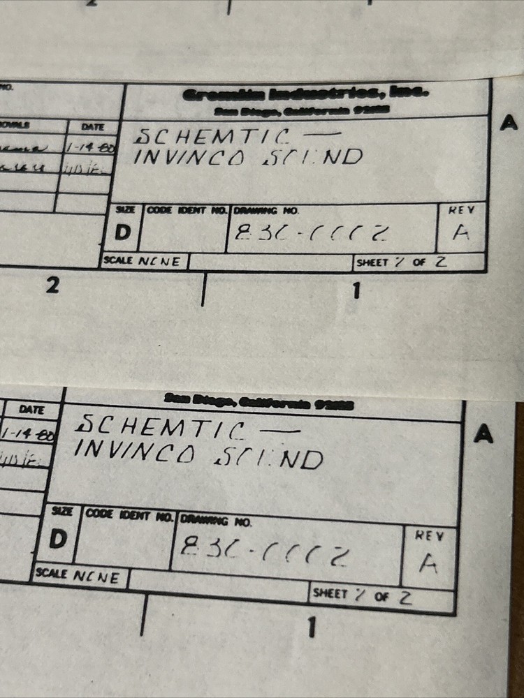 Invinco Gremlin Schematic video game arcade game manual