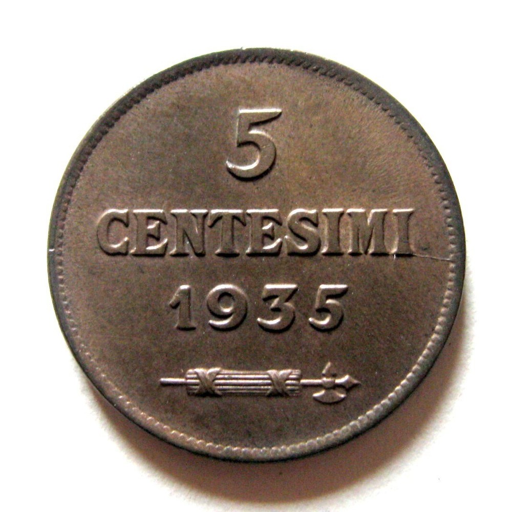 SAN MARINO - 5 CENTESIMI 1935 R UNC KM# 12