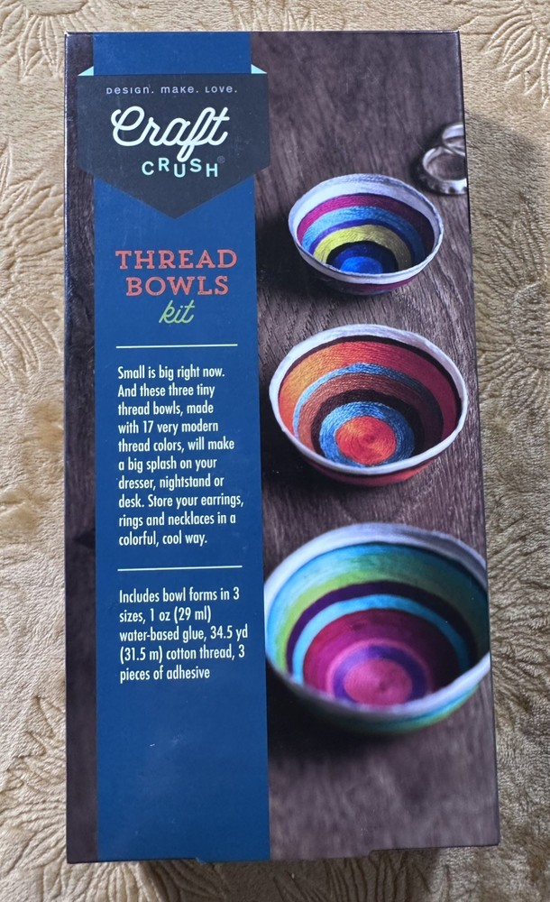 Craft Crush– Mini Thread Bowl Kit – Craft Kit Makes 3 Tiny Thread Bowls