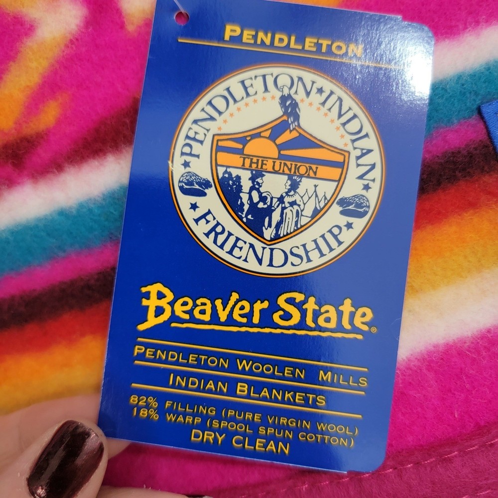 Pendleton NWT Beaver State Wool Cherry Muchacho Robe Crib Blanket Personalized