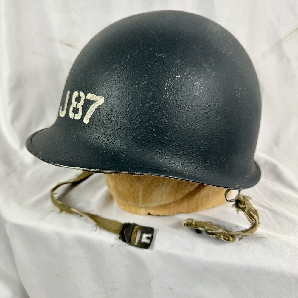 Original WWII US Navy Painted M-1 Helmet Stenciled