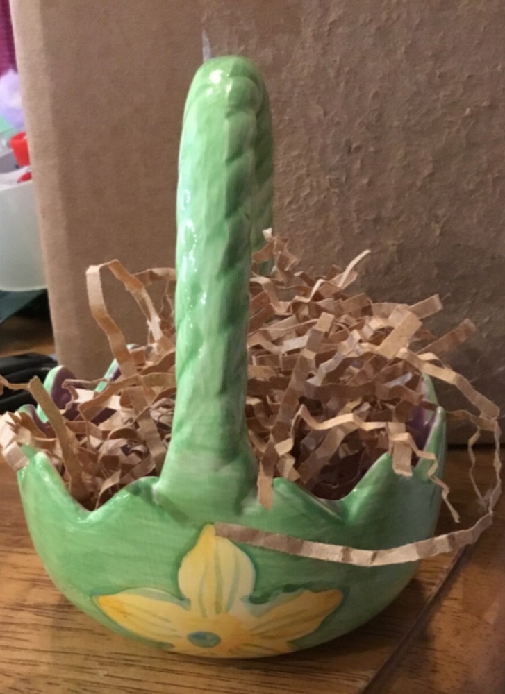 Ceramic Easter Egg Basket-Candy Dish