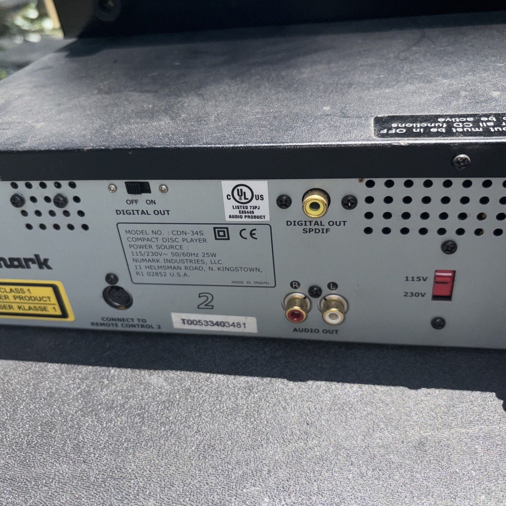 Tested NUMARK CDN-34S DJ PROFESSIONAL DUAL CD PLAYER + Controller Wire 1 Cd Work