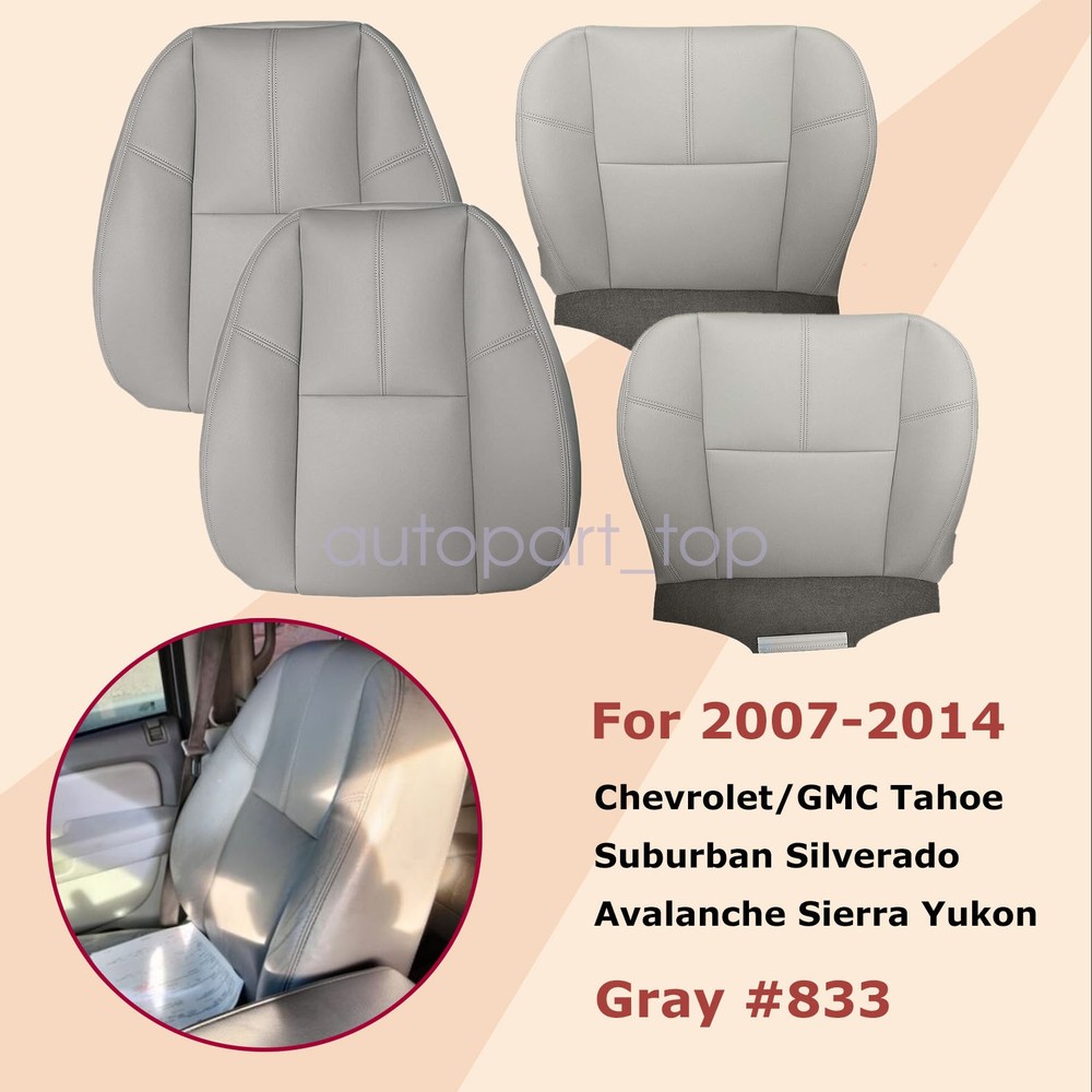 For 2007-2014 Chevy Silverado Both Side Gray Leather Bottom-Back Seat Cover&Foam
