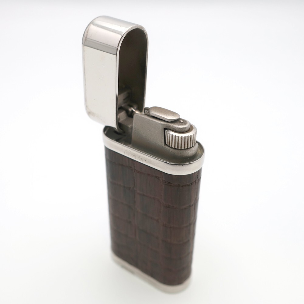 Cartier Gas Lighter Brown Silver with box