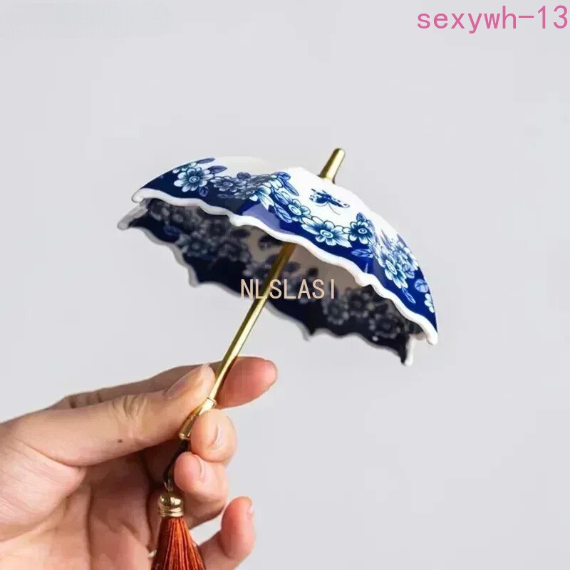 Blue and White Porcelain Tea Strainer Ceramic Tea Filter Umbrella Shape Teaware