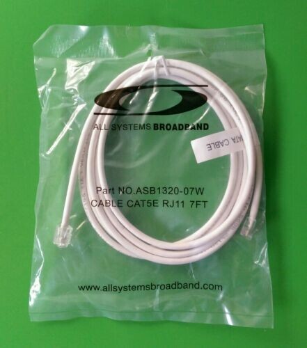 (Lot of 6)  7 FT CAT5E WHITE RJ11  Data Cable  #ASB1320-07W